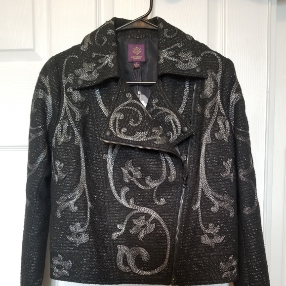 Marchesa Jackets & Blazers - Marchesa Voyage Embroidered Moto Jacket- Black